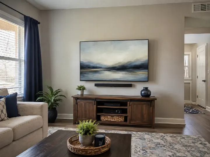 Clean wall-mounted television and soundbar installation
